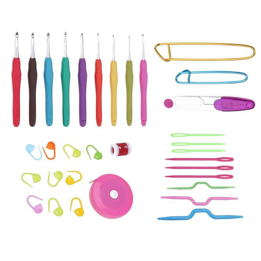 Soft Grip Crochet Hook Set – 9pc Ergonomic Silicone Handles