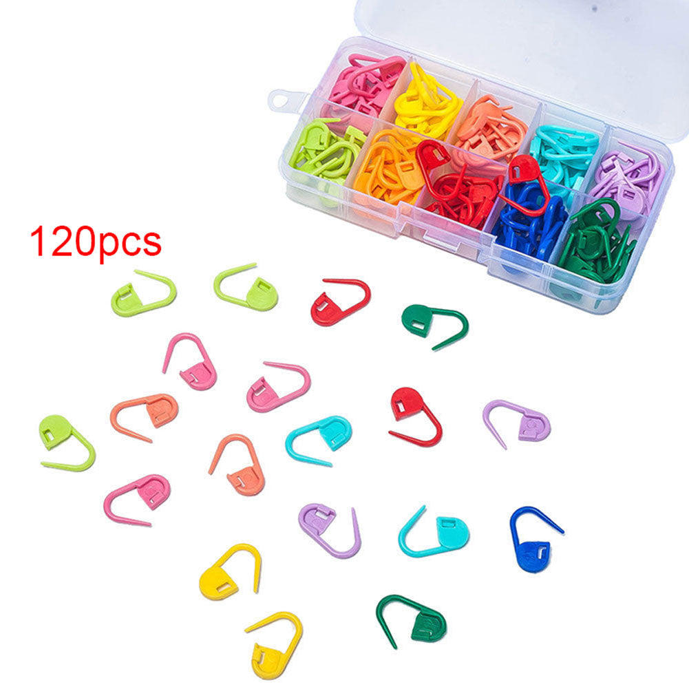 120 Locking Stitch Markers & Weaving Needle Set for Crochet