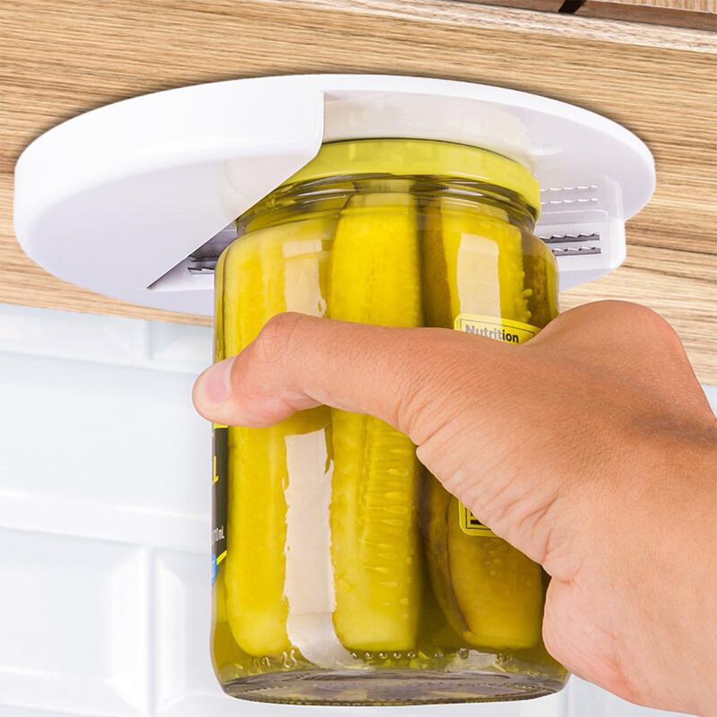 Under Cabinet Jar Opener – One-Handed V-Grip Lid Opener