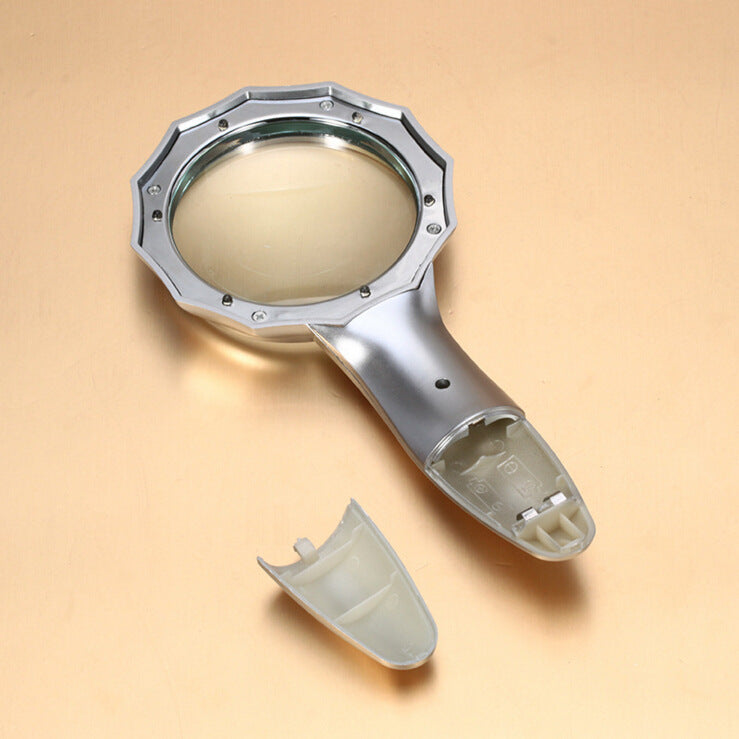 Lighted handheld magnifier with LED light and easy-grip handle