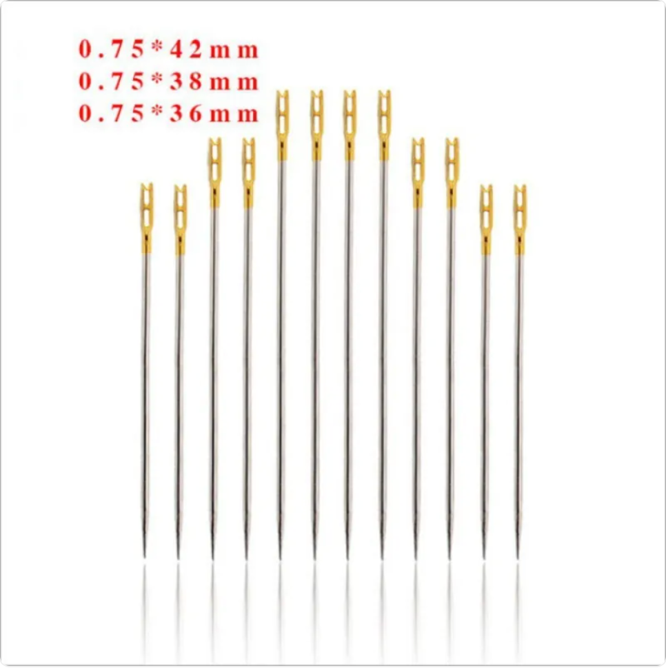 Self-threading hand needles with easy-thread slotted eyes