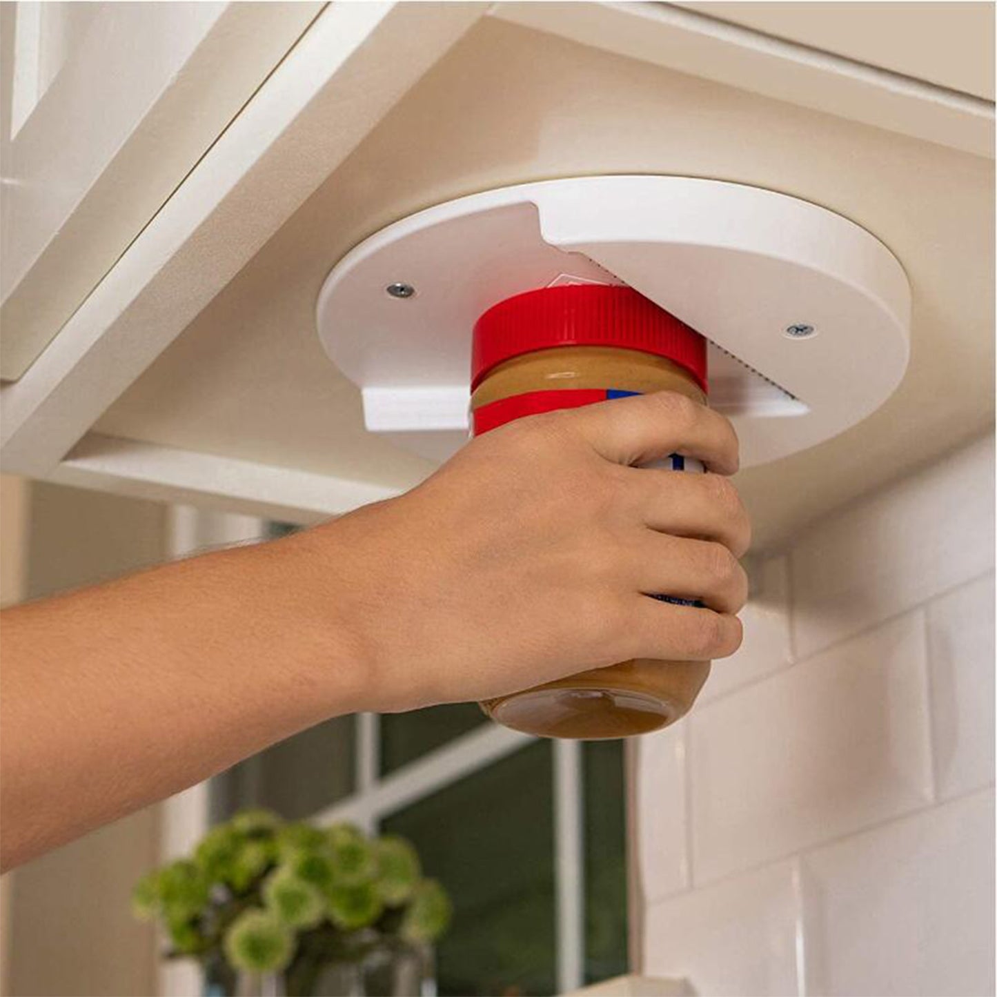 Under Cabinet Jar Opener – One-Handed V-Grip Lid Opener