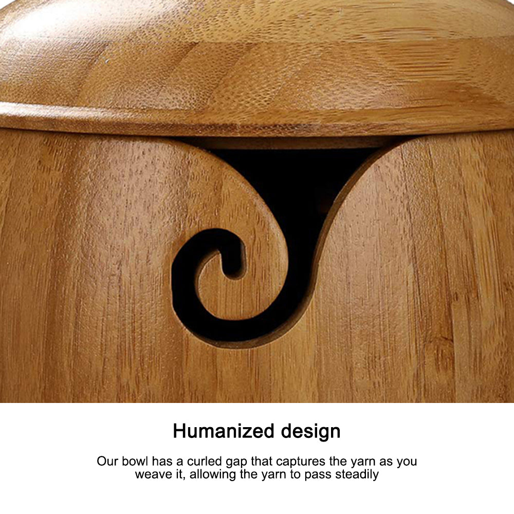 Bamboo Yarn Bowl with Lid – Wooden Yarn Holder