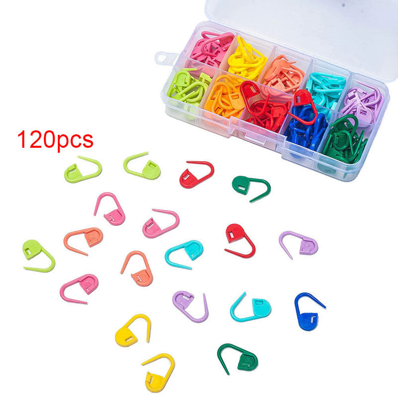 120 Locking Stitch Markers & Weaving Needle Set for Crochet